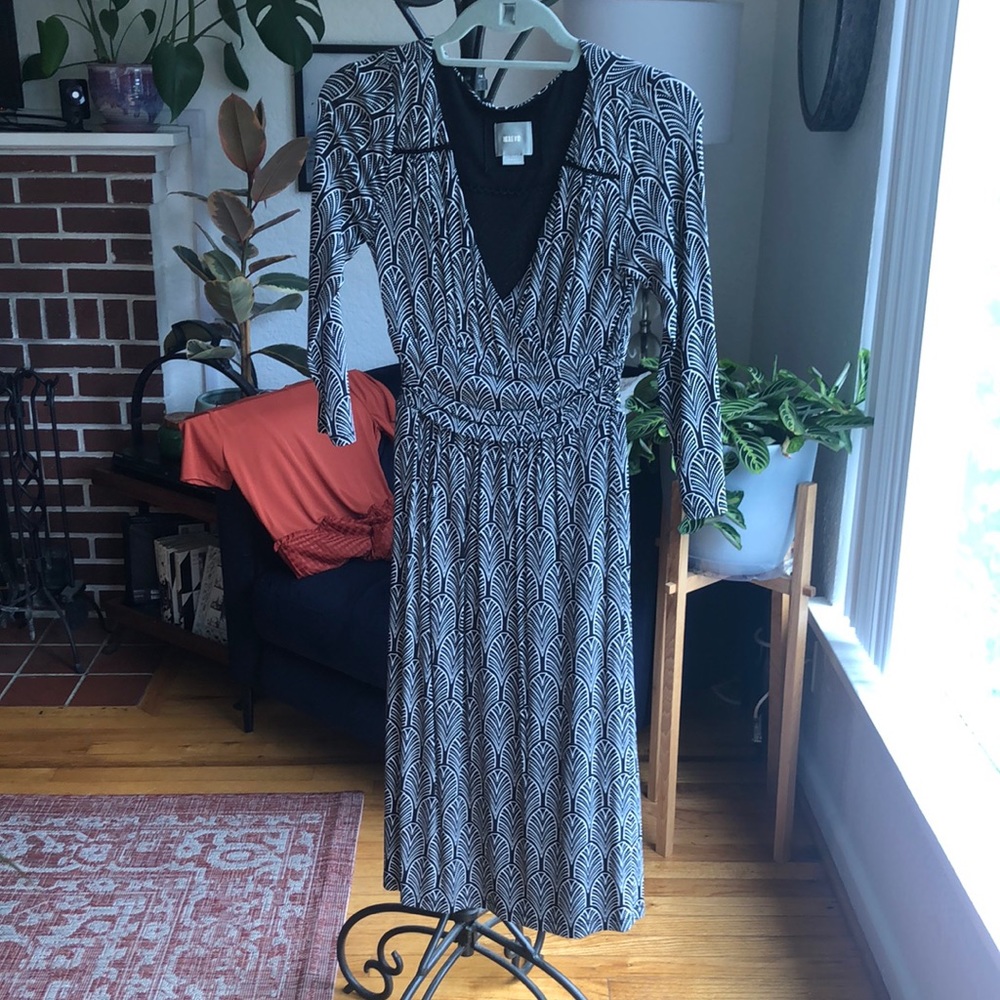 Black and white patterned Anthropologie Dress